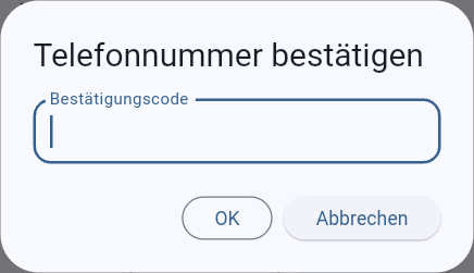 Dialog, um die Telefonnummer zu bestätigen