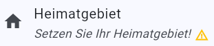 Die Meldung 'Setzen Sie Ihr Heimatgebiet', dahinter ein gelbes Dreieck mit einem Ausrufezeichen